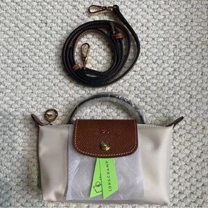 White small Longchamp women's shoulder bag